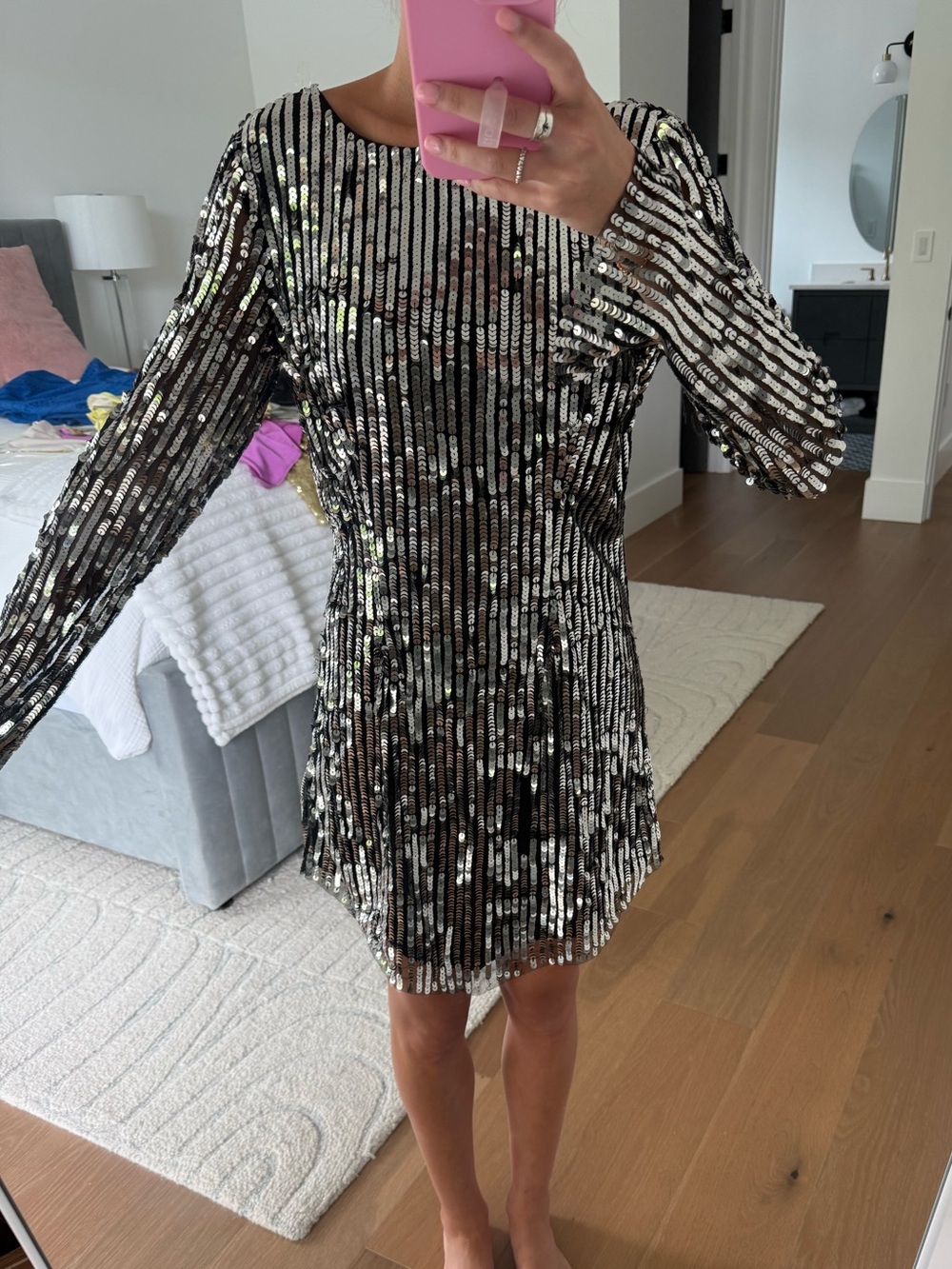 Nasty Gal long sleeve sequin mini dress - Picture 1 of 6